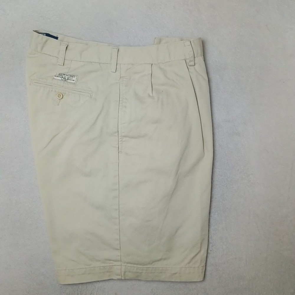 Polo Ralph Lauren Shorts Mens 38 Beige 9" Chino Tyler Pleated Cotton School Y2k